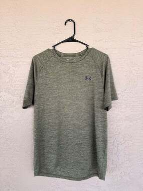 Under Armour Tech Tee Short Sleeve Workout Shirt, Olive Green, Men's Size M